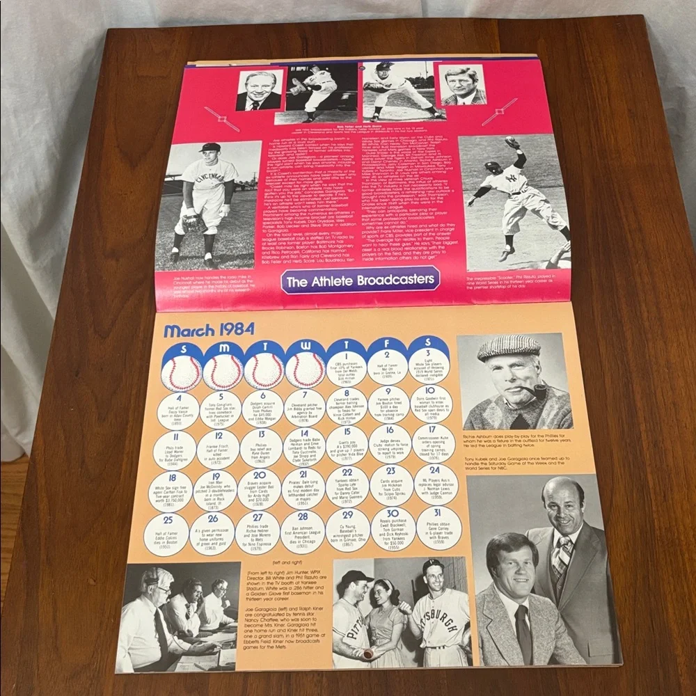 Vintage 1984 Macmillan baseball calendar